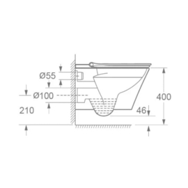 Easylux Onsen douchetoilet 595 x 370 x 354 mm - wandtoilet zonder spoelrand - softclose zitting - wit
