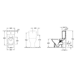 Staand Toilet Villeroy & Boch O.Novo (Pot + spoelbak + zitting met softclose) - Uitgang H