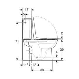 Geberit Selnova PACK staand toilet 355 x 665 mm - rimfree (staande toilet H + spoelreservoir AP128 + toiletzitting Softclose) zonder spoelrand - wit