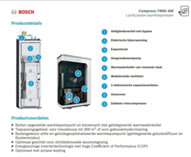 Warmtepomp 7 kW Bosch Compress 7400i AWM 7 met boiler