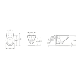 Easylux Normus 2.0 hangtoilet zonder spoelrand 540 x 360 mm - wit