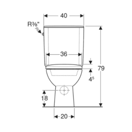 Geberit Selnova PACK staand toilet 355 x 665 mm - rimfree (staande toilet H + spoelreservoir AP128 + toiletzitting Softclose) zonder spoelrand - wit