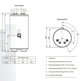 CV-boiler 125L Remeha Aqua Plus 125 S