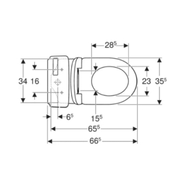 Geberit Selnova PACK staand toilet 355 x 665 mm - rimfree (staande toilet H + spoelreservoir AP128 + toiletzitting Softclose) zonder spoelrand - wit