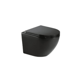 Easylux Maki hangtoilet Cycloneflush rimless PACK (hangtoilet + zitting met softclose) - zonder spoelrand - zwart mat - 520 x 365 mm