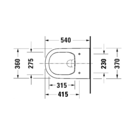 Duravit D-Code wandtoilet Rimless zonder spoelrand 540 x 370 x 360 mm - wit