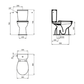 Easylux Alpha staand toilet 365 x 660 mm - wit - uitgang C/AO - met bevestiging