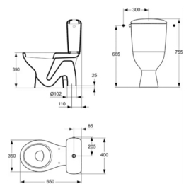 Easylux Alpha staand toilet 350 x 650 mm - wit - uitgang S