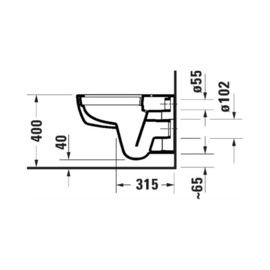 Duravit D-Code wandtoilet Rimless zonder spoelrand 540 x 370 x 360 mm - wit