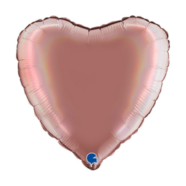 Folieballon hart platinum rose gold 45 cm