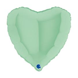 Folieballon hart mat pastel groen 45 cm