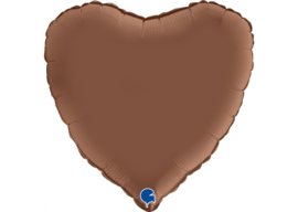 Folieballon satin chocolate hart 45 cm