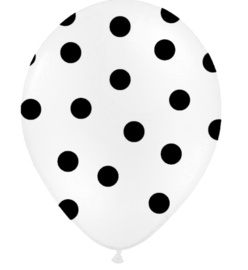 Ballon wit met zwarte dots (5 st)