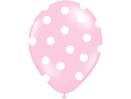 Ballonnen, pastel roze met witte dots 30 cm (10 st)