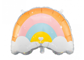 Folieballon pastel regenboog en wolkjes 53cm
