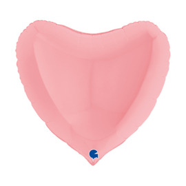 Folieballon hart mat pastel roze 45 cm