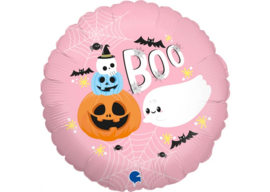 Folieballon Halloween, Boo roze 45 cm