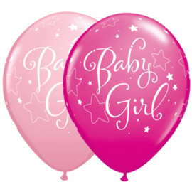 Baby Girl stars ballonnen, 5 stuks