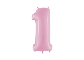 XXL Cijferballon 1 Pastel Pink