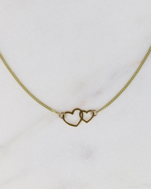 Two hearts ketting goud
