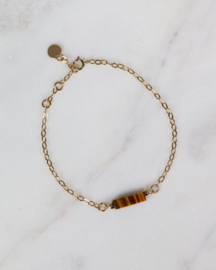 Tijgeroog armban - doorzettingsvermogen - goldfilled