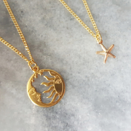 Sun & moon ketting goud