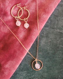 Open circle rozenkwarts - Ketting - Gold filled