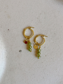 Green with a red pop earrings