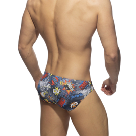 Addicted Comic Swim Brief Blue