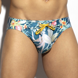 E.S Collection Hawaiian Swim Brief Cobalt