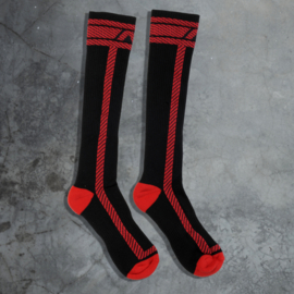 Addicted Fetish Knee Sock Zwart- Rood