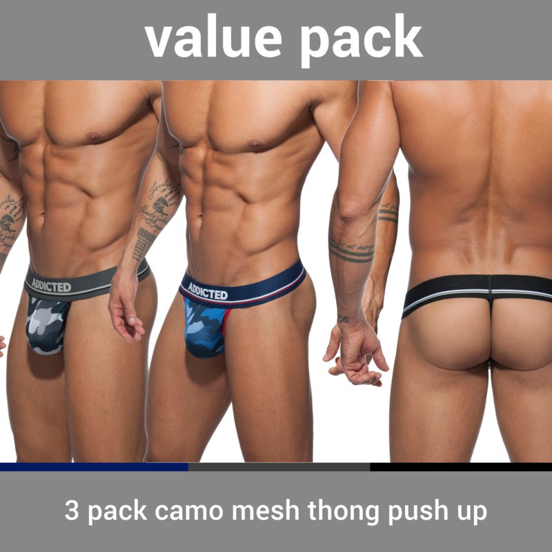 Addicted 3 Pack Camo Mesh String Push-Up