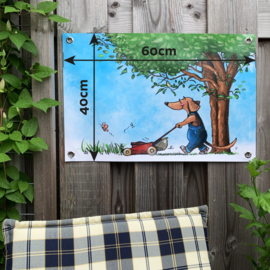 Teckel Tuinposter Grasmaaier