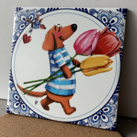 Teckel Tobie Tegeltje Tulp
