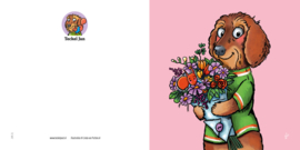 Teckel Jan, Bloemen - wenskaart - TJ7-W47