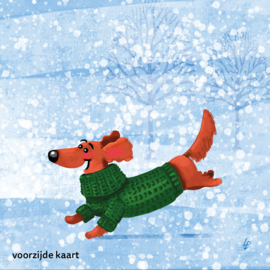 Love Teckels, Winter - wenskaart - K21-W07