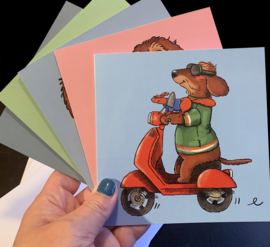 Vijf Teckel Jan wenskaarten