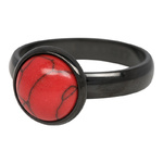 4 mm Ring Red Stone Zwart