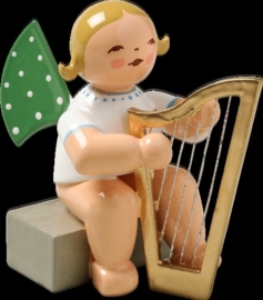 650/14A  Orkest : Grunhainichener Engel met Harp- zittend