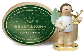 Engel met vergulde tak en sokkel"de Achtsame" gelimiteerde Gold Edition 2022 !