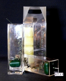 2 x Glazen drijfkaarsenhouders met Drijfkaarsen in vierkant glas