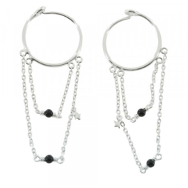 BETTY BOGAERS double hoop chain & black onyx earrings