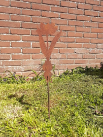 Tuinsteker Tulp met bol 2D roestijzer