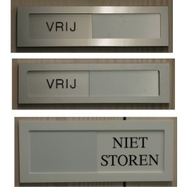 VRIJ-BEZET schuifbordjes, letterkleur zwart