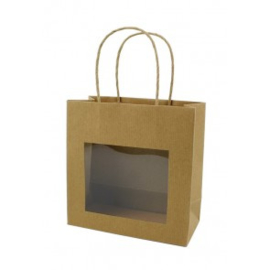 Draagtas Kraft met Venster 18*8*18 cm