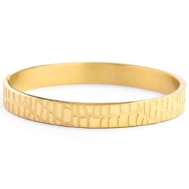 Stainless steel (rvs) armband ‘crocodile’ goud breed