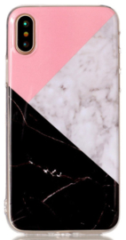 Zwart roze marmer hoesje iPhone X softcase