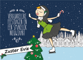 Kerstkaart zuster Evie met envelop
