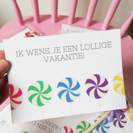 "lollige vakantie" kaart met pen