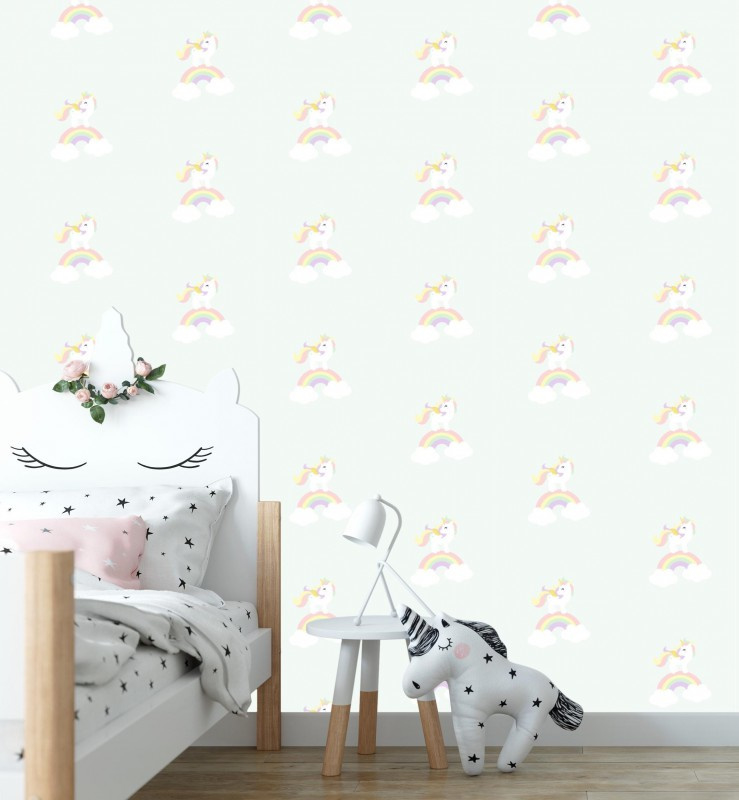 Welp Behang Kinderkamer Unicorn Pastel Designed4kids | Behang WO-09
